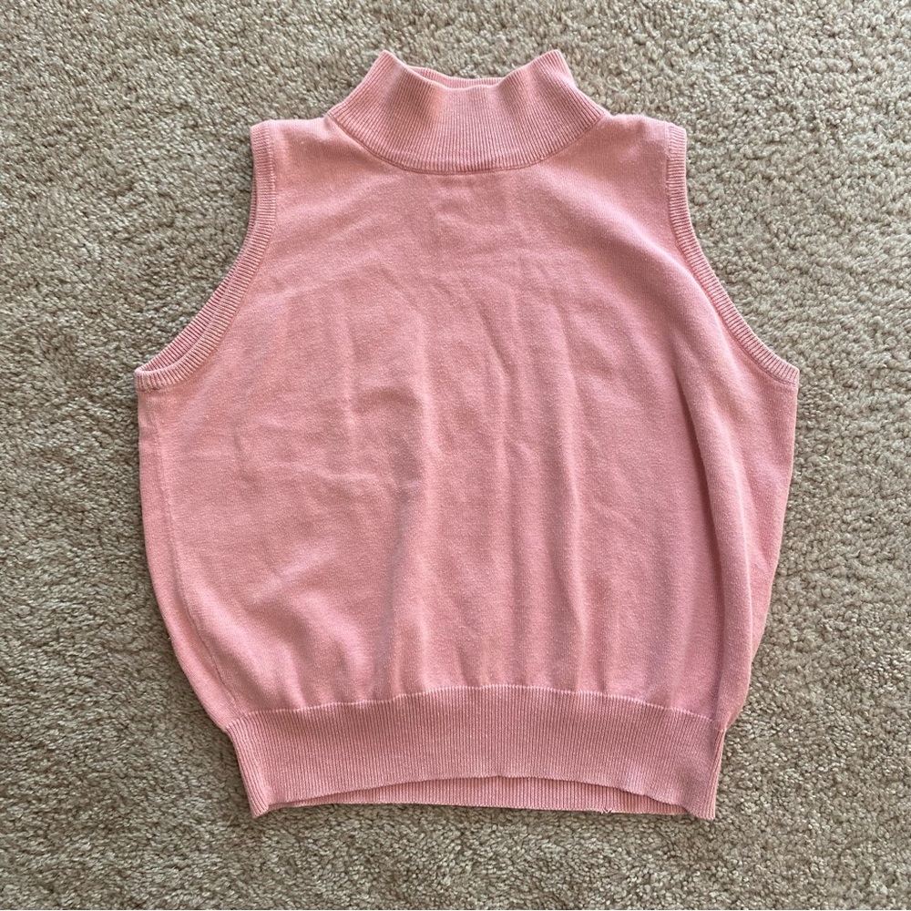 Petite Sophisticate Vintage Sleeveless Mock Neck Knit Tank